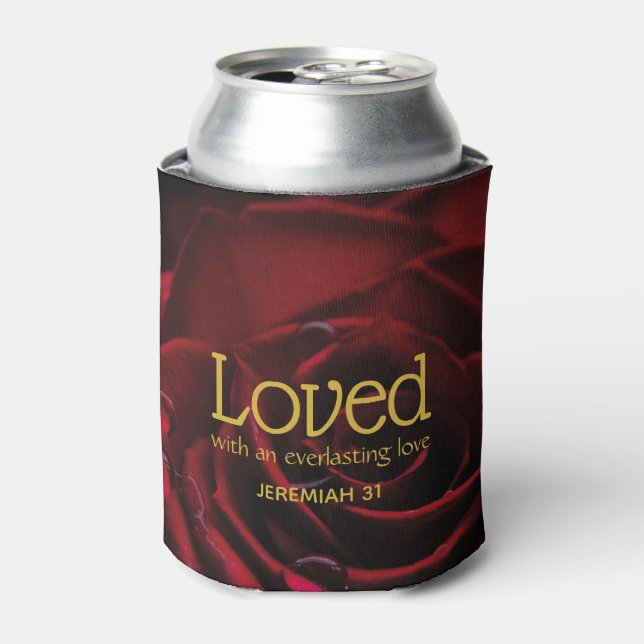Rafraîchisseur Pour Canette Floral Rose rouge AIMÉ Monogramme (Can devant)