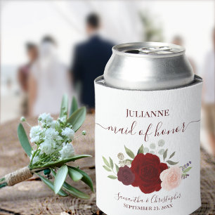 Rafraîchisseur Pour Canette Floral rouge et rose Élégante femme de Mariage d'h