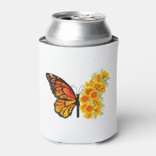 Rafraîchisseur Pour Canette Flower Butterfly with Yellow California Poppy