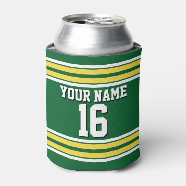 Rafraîchisseur Pour Canette Forest Green with Yellow White Stripes (Can devant)