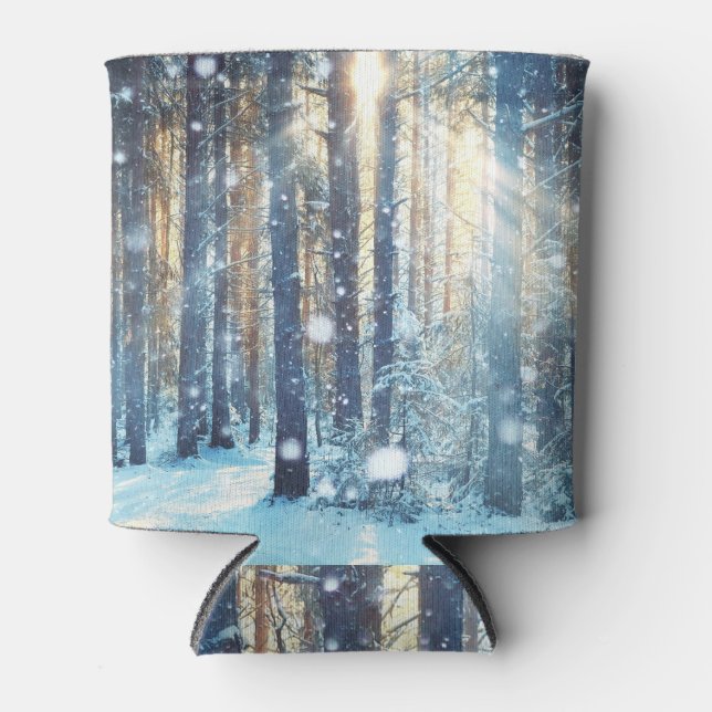 Rafraîchisseur Pour Canette Forêt neigeuse Scène hivernale gelée (Devant)