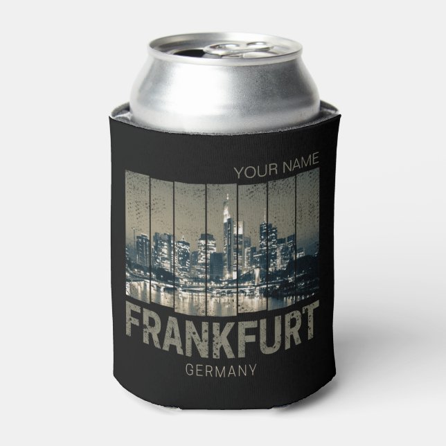 Rafraîchisseur Pour Canette Francfort Allemagne Skyline Retro Souvenir Vintage (Can devant)