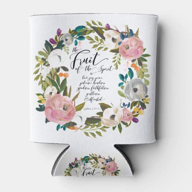 Rafraîchisseur Pour Canette Fruit de l'Esprit Floral Aquarelle Wreath (Devant)