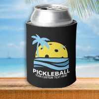 Funky Pickleball Palm Tree Sun Custom Text Black
