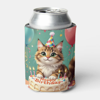 Rafraîchisseur Pour Canette Funny happy birthday cat