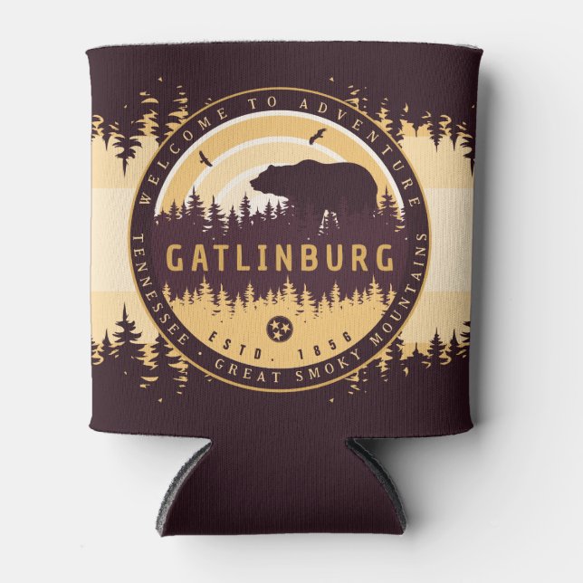 Rafraîchisseur Pour Canette Gatlinburg Tennessee Ours Pins Nature (Devant)
