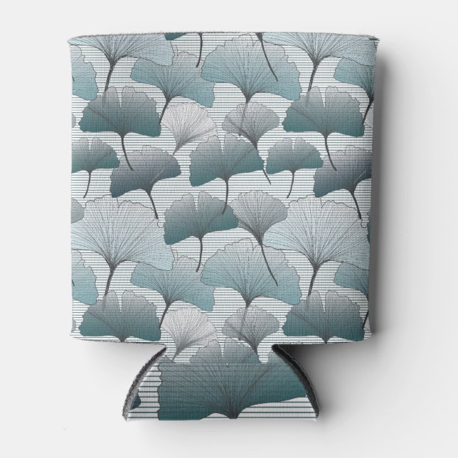 Rafraîchisseur Pour Canette Gingko biloba, motif bleu sans soudure. (Devant)
