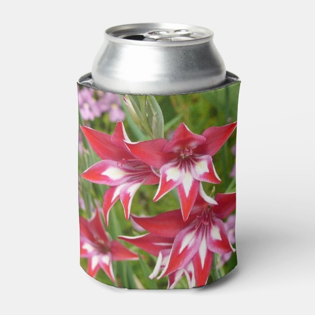 Rafraîchisseur Pour Canette Gladiolas rouge et blanc Botanique d'été (Can devant)