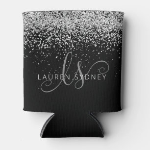 Rafraîchisseur Pour Canette Glam Black Silver Parties scintillant Glam Nom du 