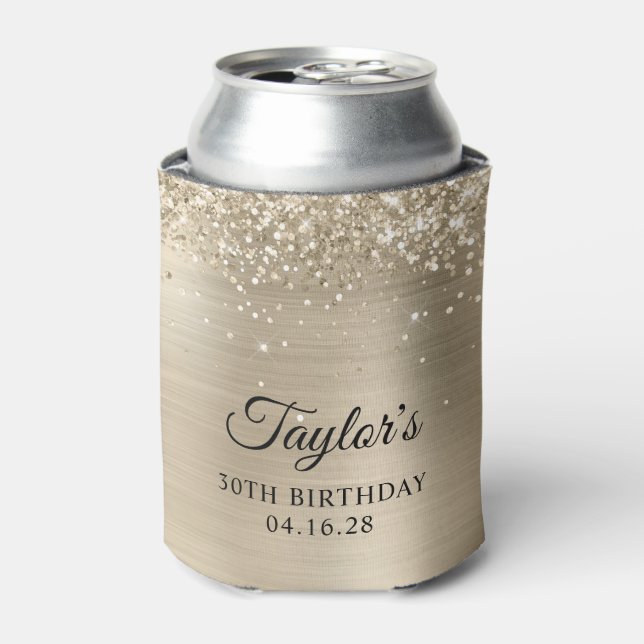 Rafraîchisseur Pour Canette Glittery Champagne Foil 30e anniversaire (Can devant)