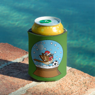 Rafraîchisseur Pour Canette Globe de neige avec un moineau mignon jouant au so