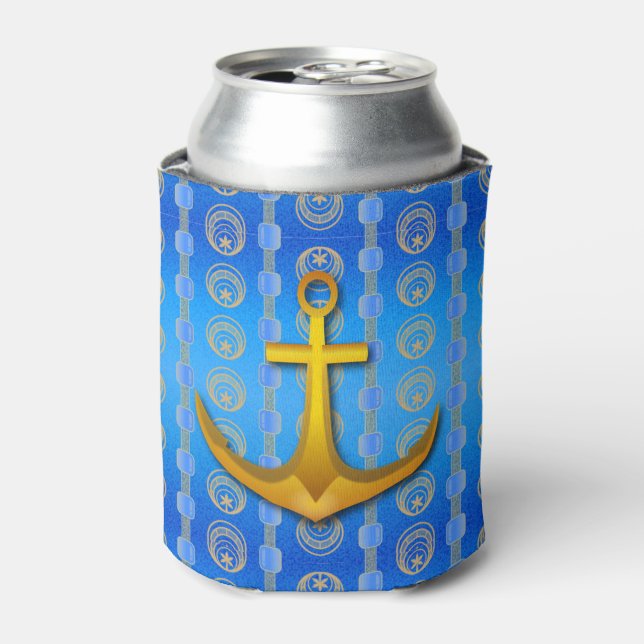 Rafraîchisseur Pour Canette Gold Ancre Blue Cerulean Can Cooler (Can devant)