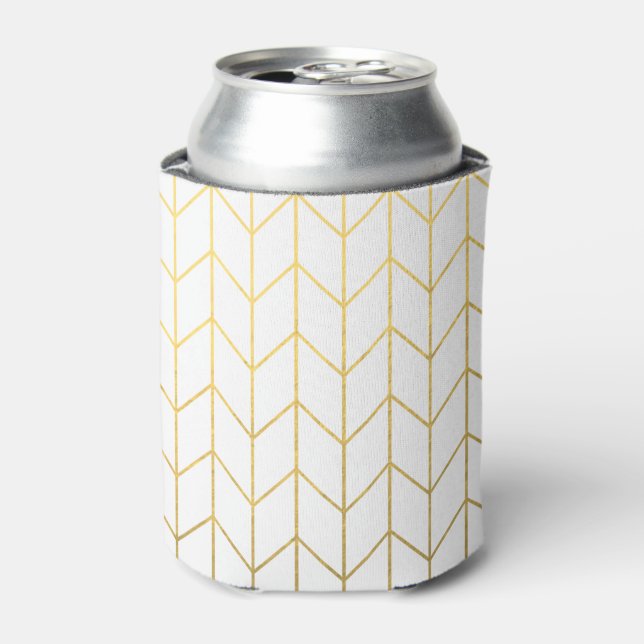 Rafraîchisseur Pour Canette Gold Chevron White Arrière - plan Modern Chic (Can devant)
