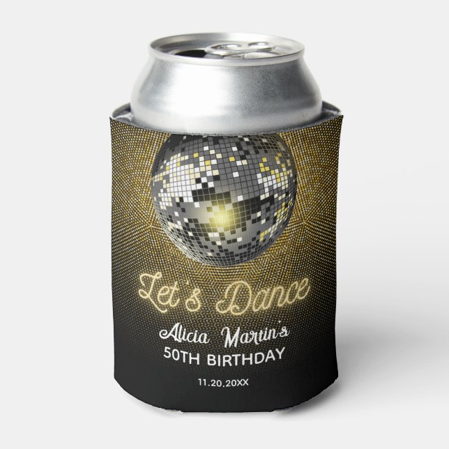 Rafraîchisseur Pour Canette Gold Halftone Disco Ball Dansons Anniversaire (Can devant)
