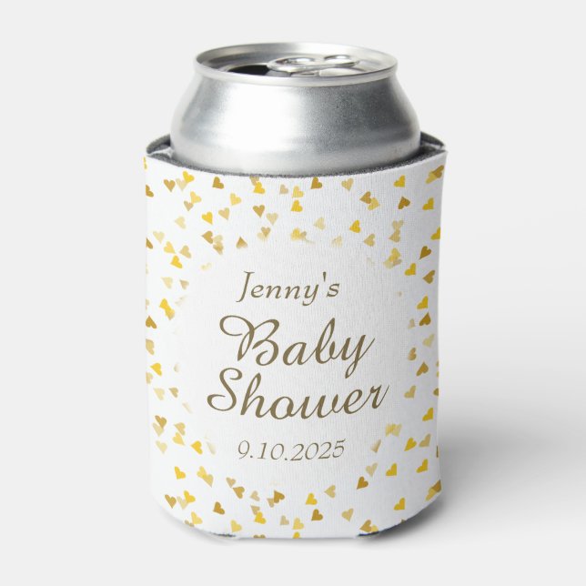 Rafraîchisseur Pour Canette Gold Love Hearts Baby shower / Sprinkle / Couples (Can devant)