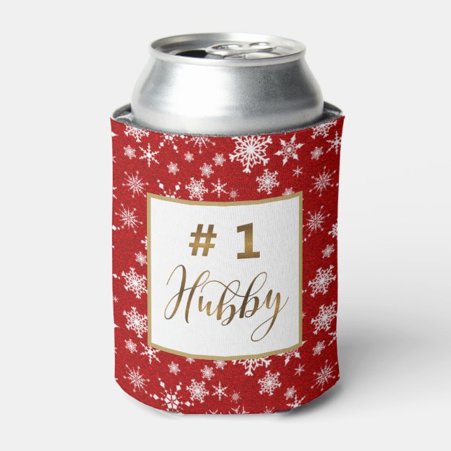 Rafraîchisseur Pour Canette Gold Numéro 1 Hubby Winter Snowflakes Monogramme (Can devant)