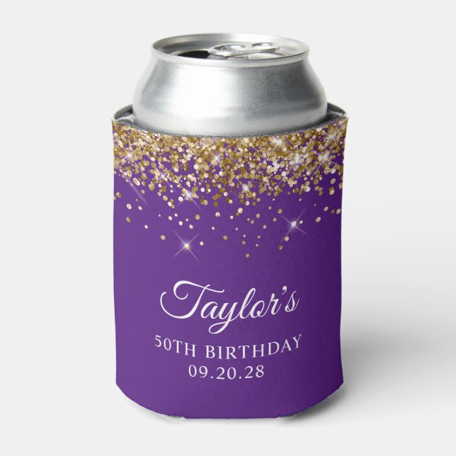 Rafraîchisseur Pour Canette Gold Parties scintillant Royal Purple 50e annivers (Can devant)