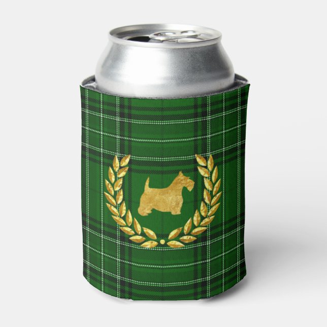Rafraîchisseur Pour Canette Gold Scotty & Wreath Green Plaid (Can devant)