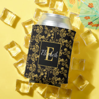 Rafraîchisseur Pour Canette Golden leaf and black luxury | Monogram custom