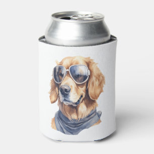 Rafraîchisseur Pour Canette Golden Retriever avec des lunettes de soleil