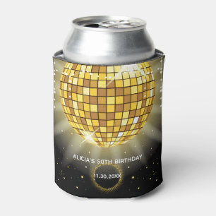 Rafraîchisseur Pour Canette Golden Shiny Disco Ball Black Anniversaire