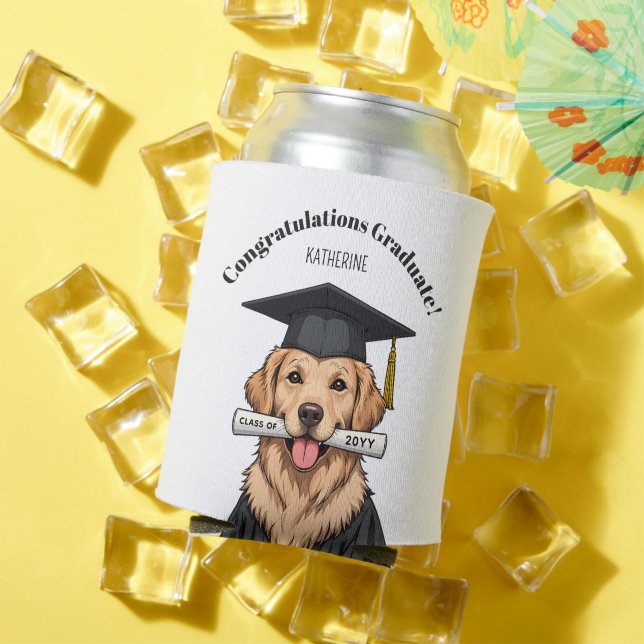 Rafraîchisseur Pour Canette Graduation personnalisée mignon Golden Retriever C (Été in situ)