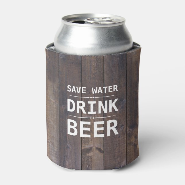 Rafraîchisseur Pour Canette Grain de bois Économisez de l'eau Boire Bière Nom  (Can devant)