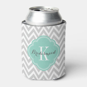 Rafraîchisseur Pour Canette Gray et Aqua Chevron Monogram
