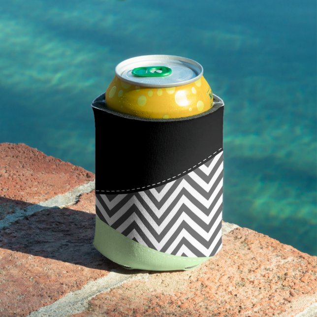 Rafraîchisseur Pour Canette Gray Zigzag, Gray Chevron, Zigzag Pattern, Mint (Piscine in situ)