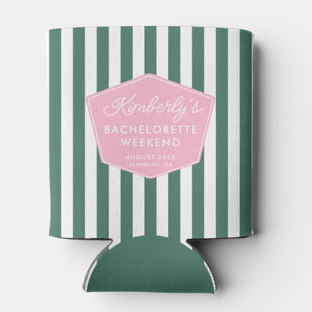 Rafraîchisseur Pour Canette Green And Pink Beverly Hills Bachelorette Party (Dos)