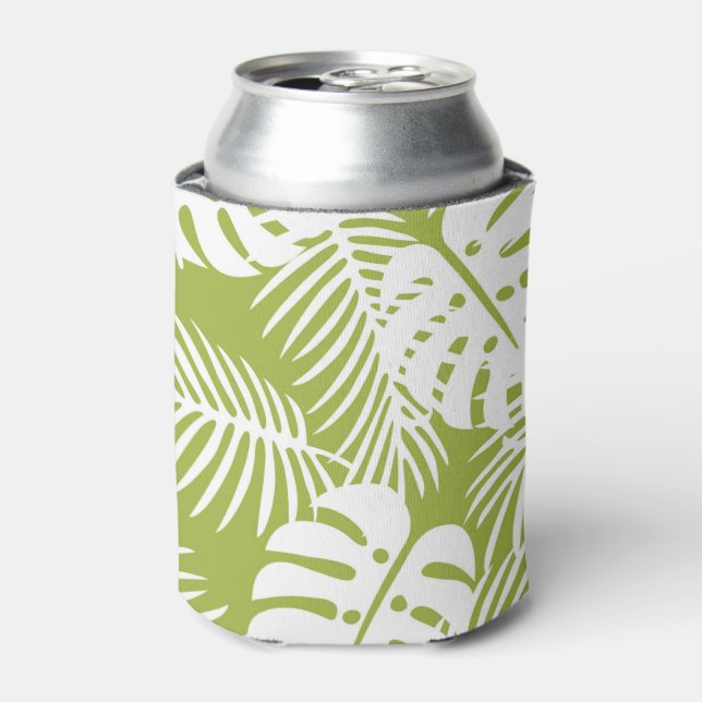 Rafraîchisseur Pour Canette Green Palm Feuille Rainforest Motif (Can devant)