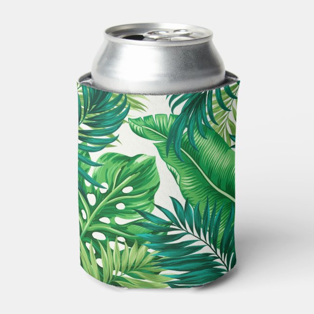 Rafraîchisseur Pour Canette Green Tropical Palm Banana Monstera Feuille (Can devant)