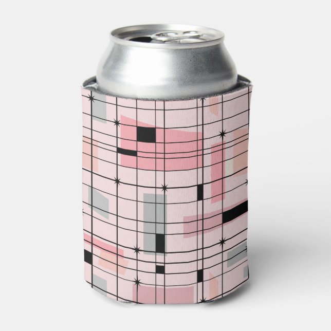 Rafraîchisseur Pour Canette Grille rose rétro et Starburts peuvent refroidir (Can devant)