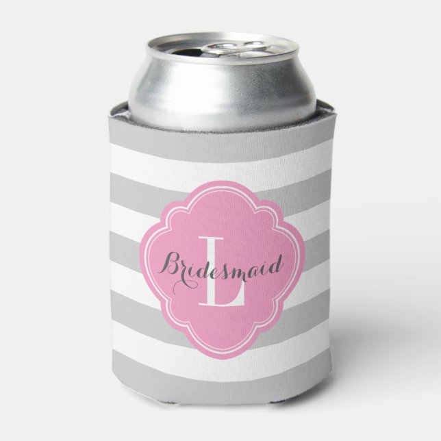 Rafraîchisseur Pour Canette Gris et rose pointes de preppy Monogramme (Can devant)
