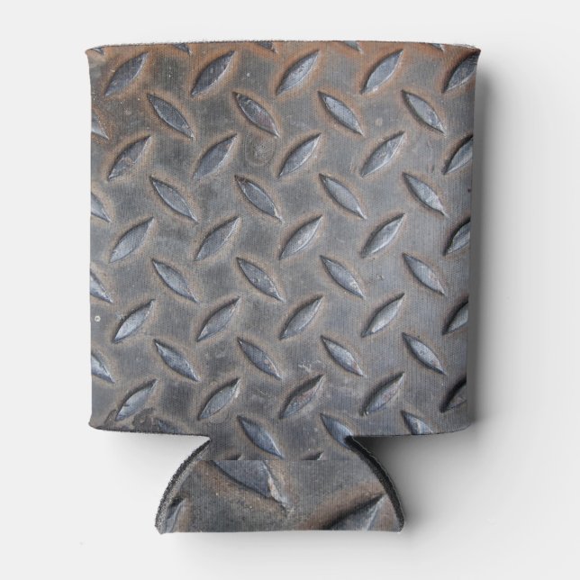 Rafraîchisseur Pour Canette Grunge diamant métal, texture en acier soudé. (Devant)
