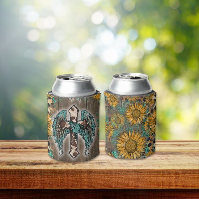 Rafraîchisseur Pour Canette Guardian Angel Western Wings Sunflower sublimation (Créateur téléchargé)