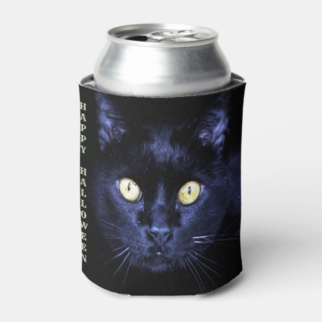 Rafraîchisseur Pour Canette Halloween Cat noir effrayant Horreur nuit sombre (Can devant)