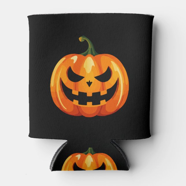 Rafraîchisseur Pour Canette Halloween Citrouille face effrayant (Devant)