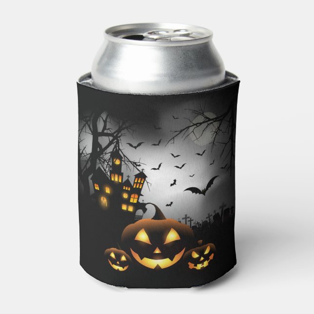 Rafraîchisseur Pour Canette Halloween - Éffrayant Citrouille gris lune - All O (Can devant)