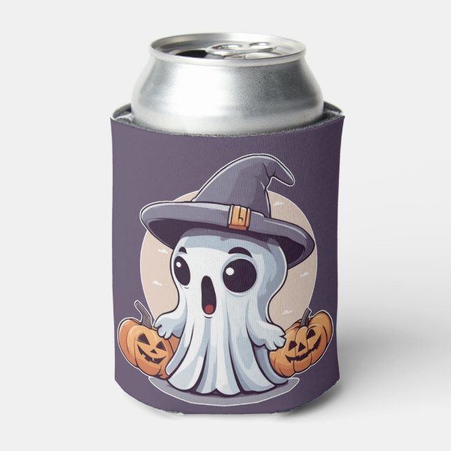 Rafraîchisseur Pour Canette Halloween : Fantôme aux citrouilles. (Can devant)