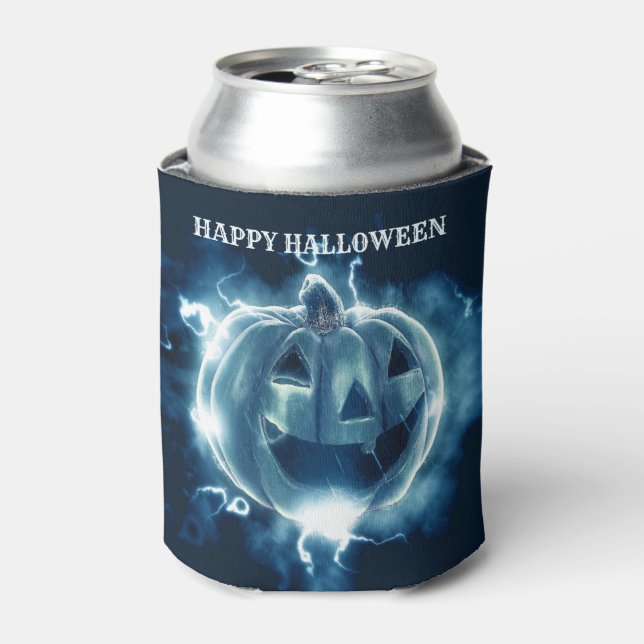 Rafraîchisseur Pour Canette Halloween Parti mal bleu Citrouille Horreur (Can devant)