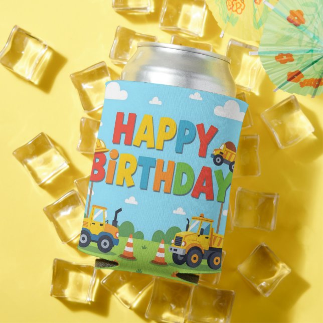 Rafraîchisseur Pour Canette Happy birthday construction builder theme (Été in situ)