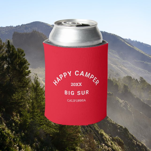Rafraîchisseur Pour Canette Happy Camper Crest Camping Crew Retro Rouge (Créateur téléchargé)