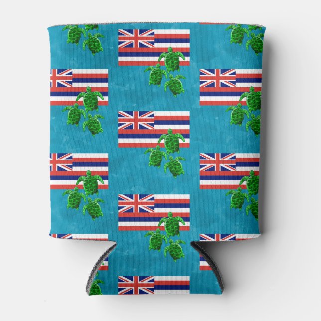 Rafraîchisseur Pour Canette Hawaii Flag and Green Sea Turtles (Devant)