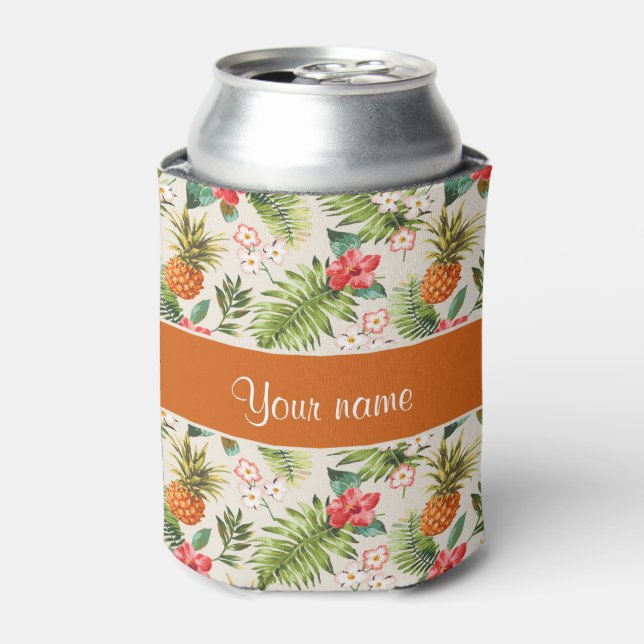 Rafraîchisseur Pour Canette Hibiscus d'ananas et Fronds de palme (Can devant)
