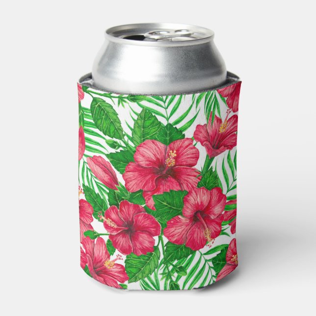 Rafraîchisseur Pour Canette Hibiscus et palmiers feuilles (Can devant)