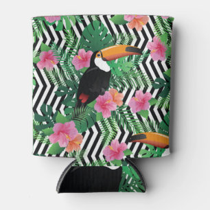 Rafraîchisseur Pour Canette Hibiscus Exotique, Texture Tropicale Toucan.