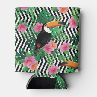 Rafraîchisseur Pour Canette Hibiscus Exotique, Texture Tropicale Toucan.