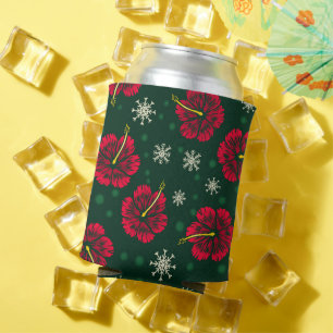 Rafraîchisseur Pour Canette Hibiscus floral tropical Snowflakes Noël  