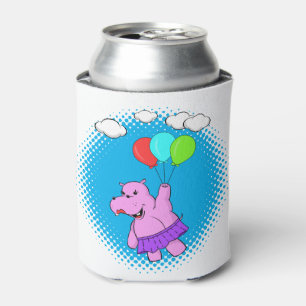 Rafraîchisseur Pour Canette Hippo Rose Volant Avec Ballons